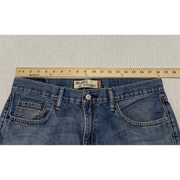 Levi's 559 Relaxed Straight Jeans Men's‎ Size 36x34 Blue Denim Whiskers - Picture 8 of 10